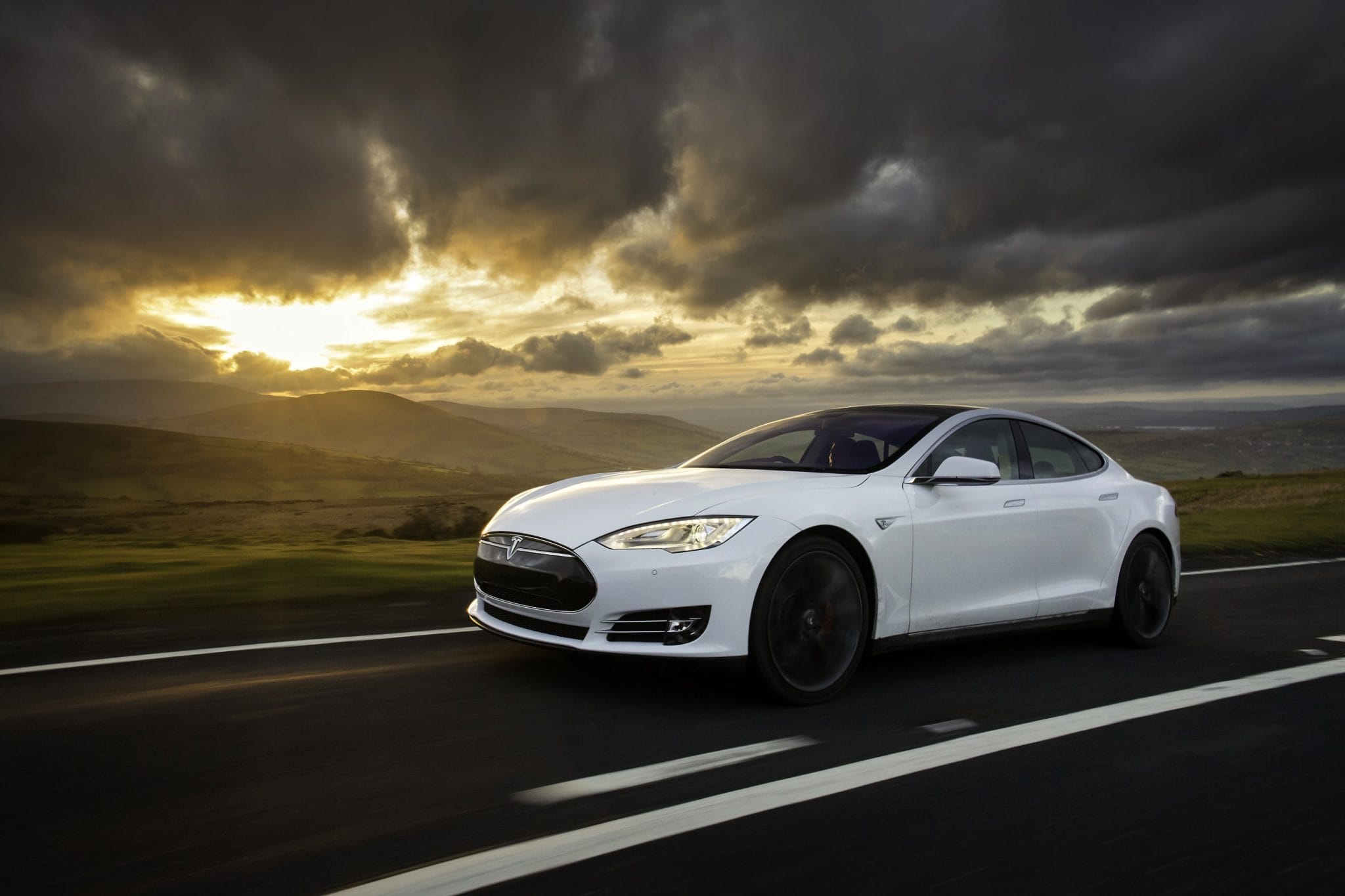 Tesla Model S white ultimate car showroom