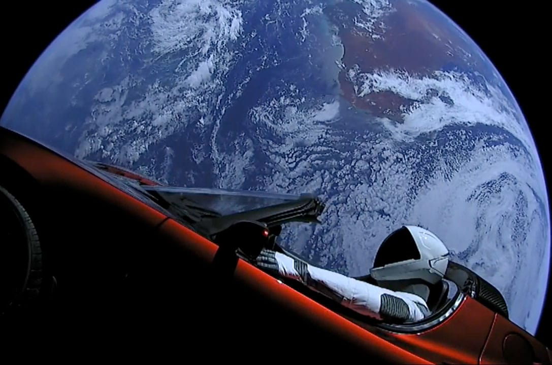 tesla roadster in space