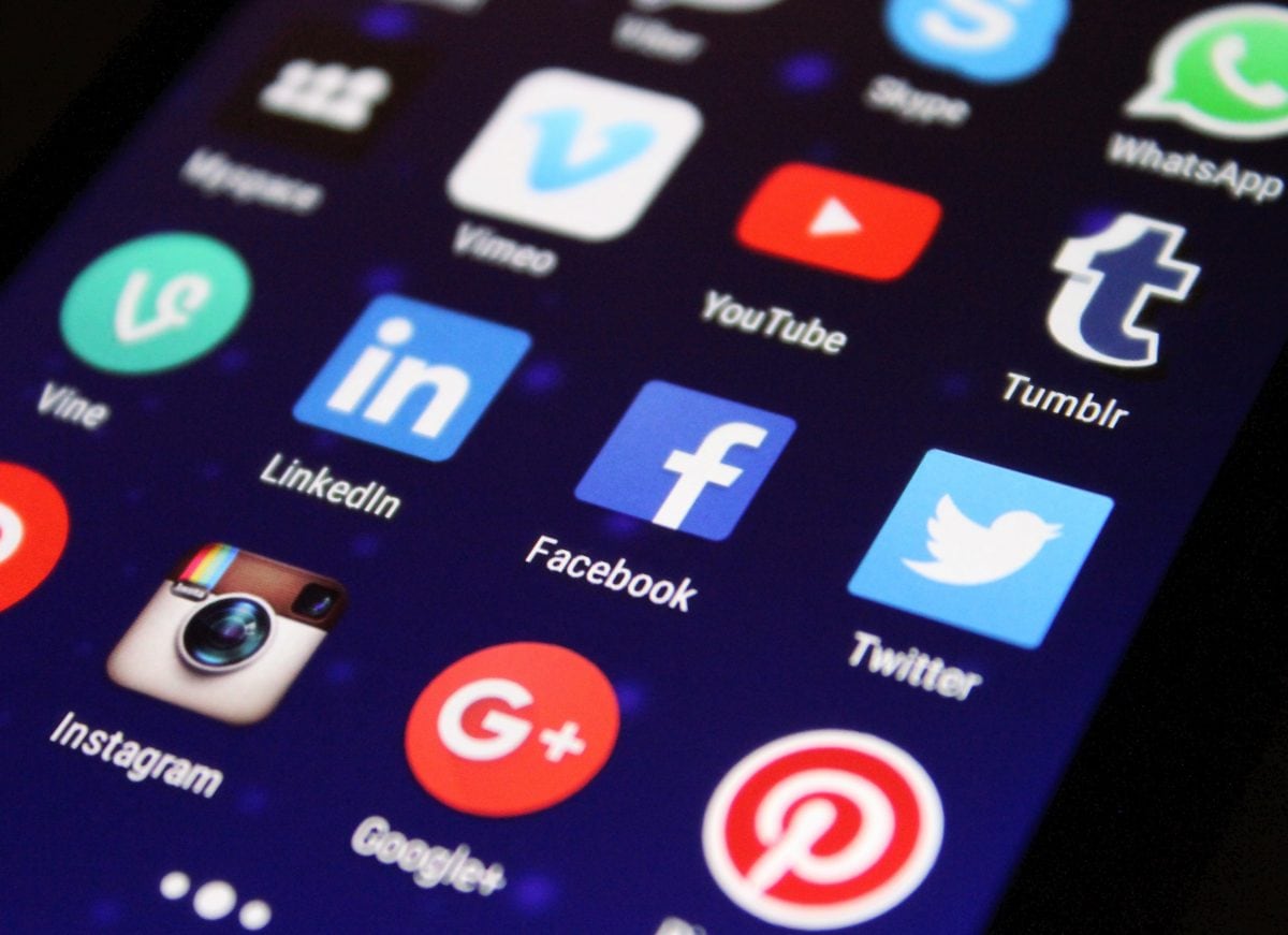 cellphone screen with social media apps